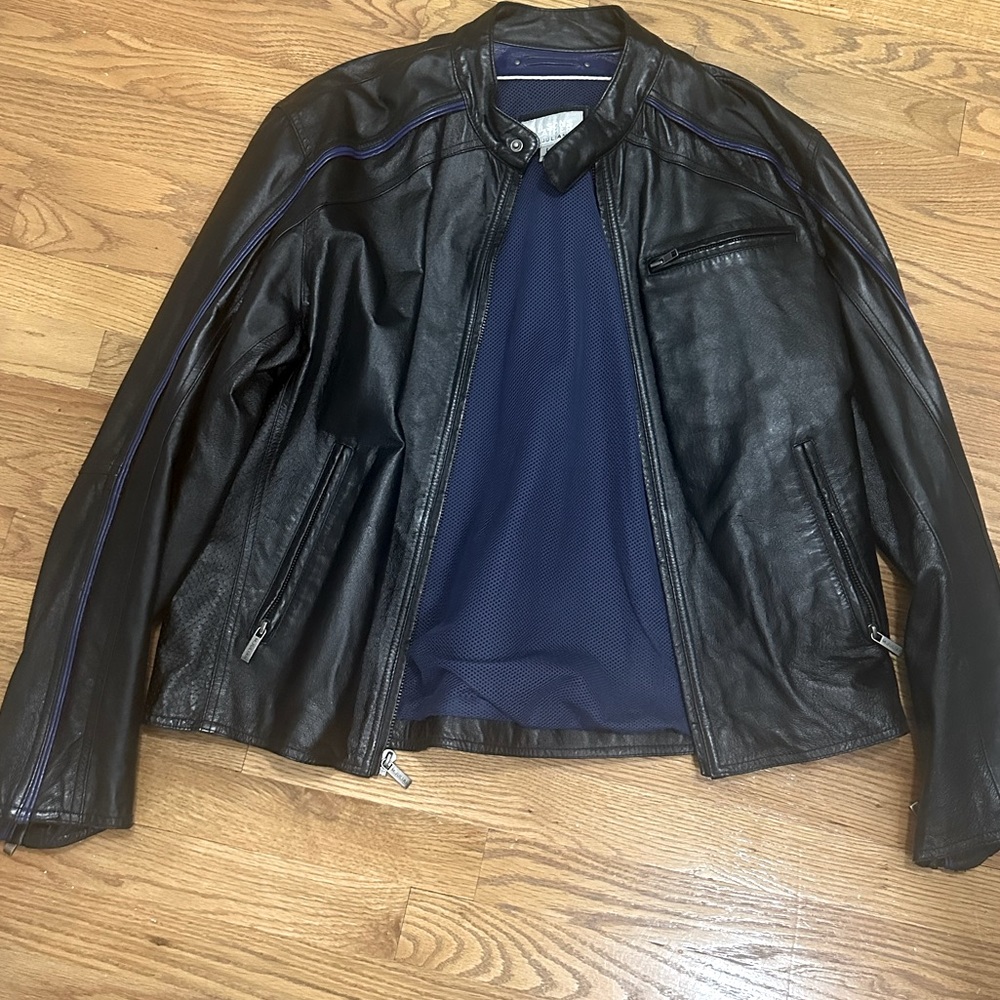 Wilson’s Leather Moro Jacket - Julian black with cobalt blue detail and lining